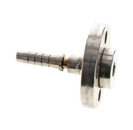 13x25 mm Stainless Steel 1.4401 Hose Pillar with Turnable Flange PN 10/16/25/40 DIN EN 14423 / DIN 2826