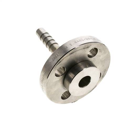 13x25 mm Stainless Steel 1.4401 Hose Pillar with Turnable Flange PN 10/16/25/40 DIN EN 14423 / DIN 2826