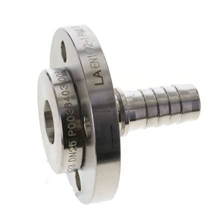 25x40 mm Stainless Steel 1.4401 Hose Pillar with Turnable Flange PN 10/16/25/40 DIN EN 14423 / DIN 2826