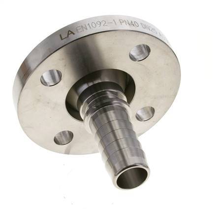 25x40 mm Stainless Steel 1.4401 Hose Pillar with Turnable Flange PN 10/16/25/40 DIN EN 14423 / DIN 2826