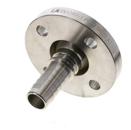 25x40 mm Stainless Steel 1.4401 Hose Pillar with Turnable Flange PN 10/16/25/40 DIN EN 14423 / DIN 2826