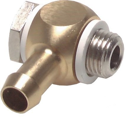 6 mm (1/4'') & G1/4'' Brass Elbow Hose Barb with Male Threads PVC Rotatable
