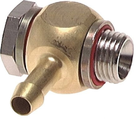 6 mm (1/4'') & G1/8'' Brass Elbow Hose Barb with Male Threads Elastomer Rotatable