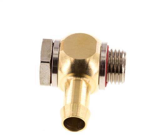 9 mm (3/8'') & G1/4'' Brass Elbow Hose Barb with Male Threads Elastomer Rotatable