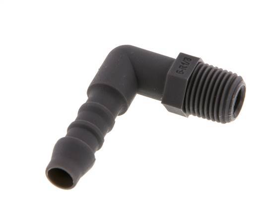 6 mm (1/4'') & R1/8'' PA 6 Elbow Hose Barb with Male Threads [10 Pieces]
