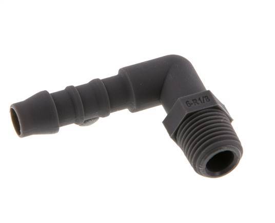 6 mm (1/4'') & R1/8'' PA 6 Elbow Hose Barb with Male Threads [10 Pieces]