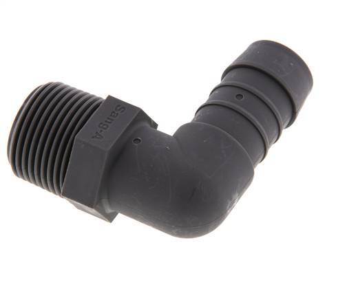 19 mm (3/4'') & R3/4'' PA 6 Elbow Hose Barb with Male Threads [2 Pieces]