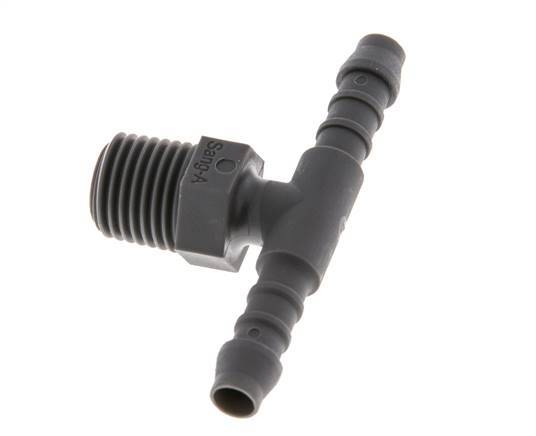 6 mm (1/4'') & R1/4'' PA 6 Tee Hose Barb with Male Threads [10 Pieces]