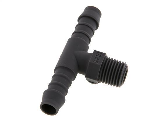 9 mm (3/8'') & R1/4'' PA 6 Tee Hose Barb with Male Threads [10 Pieces]