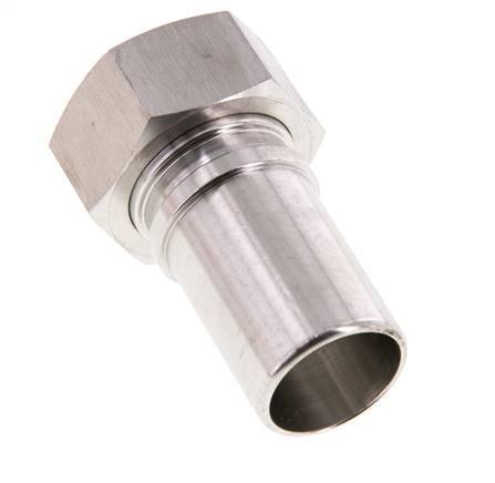 25 mm (1'') & G1'' Stainless Steel 1.4401 Hose Barb Union Nut Flat Sealing PTFE Safety collars EN 14420-5 (DIN 2817)