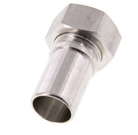 25 mm (1'') & G1'' Stainless Steel 1.4401 Hose Barb Union Nut Flat Sealing PTFE Safety collars EN 14420-5 (DIN 2817)