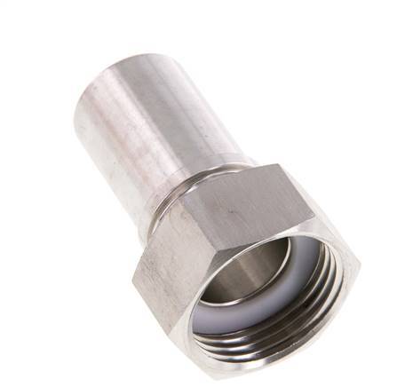 25 mm (1'') & G1'' Stainless Steel 1.4401 Hose Barb Union Nut Flat Sealing PTFE Safety collars EN 14420-5 (DIN 2817)