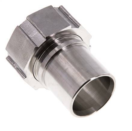 38 mm (1-1/2'') & G1-1/2'' Stainless Steel 1.4401 Hose Barb Union Nut Flat Sealing PTFE Safety collars EN 14420-5 (DIN 2817)