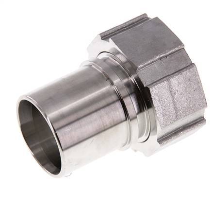 38 mm (1-1/2'') & G1-1/2'' Stainless Steel 1.4401 Hose Barb Union Nut Flat Sealing PTFE Safety collars EN 14420-5 (DIN 2817)