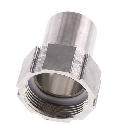 38 mm (1-1/2'') & G1-1/2'' Stainless Steel 1.4401 Hose Barb Union Nut Flat Sealing PTFE Safety collars EN 14420-5 (DIN 2817)