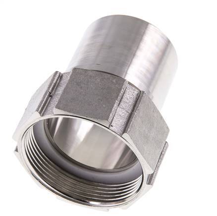 50 mm (2'') & G2'' Stainless Steel 1.4401 Hose Barb Union Nut Flat Sealing PTFE Safety collars EN 14420-5 (DIN 2817)
