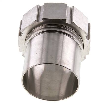75 mm (3'') & G3'' Stainless Steel 1.4401 Hose Barb Union Nut Flat Sealing PTFE Safety collars EN 14420-5 (DIN 2817)