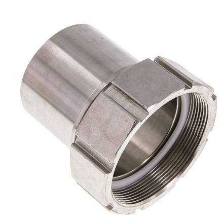 75 mm (3'') & G3'' Stainless Steel 1.4401 Hose Barb Union Nut Flat Sealing PTFE Safety collars EN 14420-5 (DIN 2817)