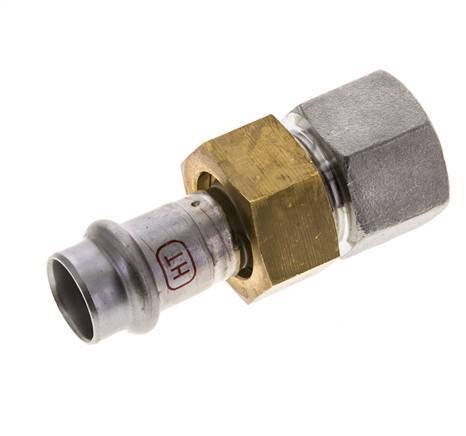Union Press Fitting - 15mm Female & Rp 3/4'' Female - Stainless Steel Flat Sealing