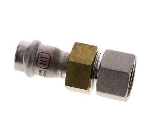 Union Press Fitting - 18mm Female & Rp 3/4'' Female - Stainless Steel Flat Sealing