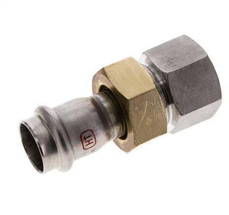 Union Press Fitting - 22mm Female & Rp 1'' Female - Stainless Steel Flat Sealing