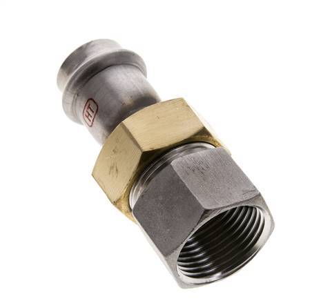 Union Press Fitting - 22mm Female & Rp 1'' Female - Stainless Steel Flat Sealing
