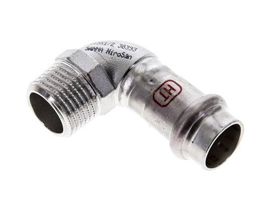 90deg Elbow Press Fitting - 15mm Female & R 1/2'' Male - Stainless Steel