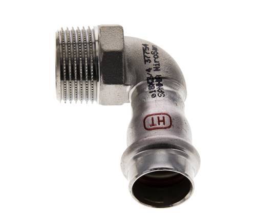 90deg Elbow Press Fitting - 18mm Female & R 3/4'' Male - Stainless Steel