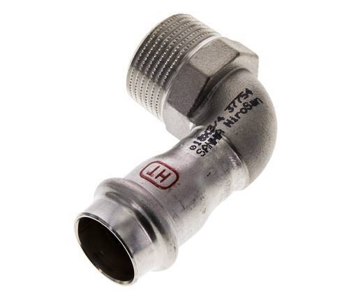 90deg Elbow Press Fitting - 18mm Female & R 3/4'' Male - Stainless Steel