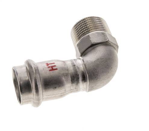 90deg Elbow Press Fitting - 22mm Female & R 3/4'' Male - Stainless Steel
