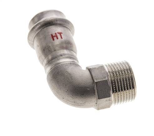 90deg Elbow Press Fitting - 22mm Female & R 3/4'' Male - Stainless Steel