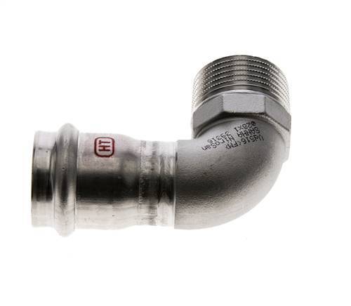 90deg Elbow Press Fitting - 28mm Female & R 1'' Male - Stainless Steel
