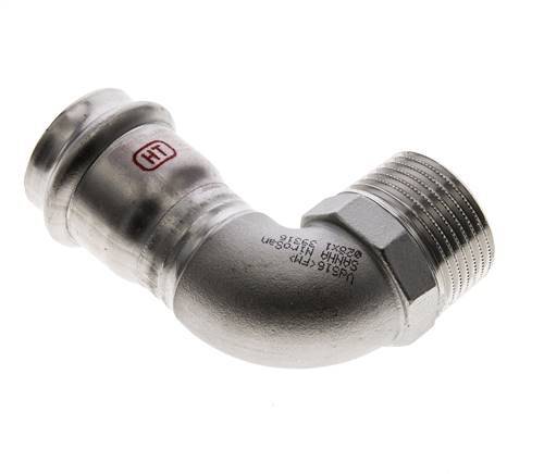 90deg Elbow Press Fitting - 28mm Female & R 1'' Male - Stainless Steel