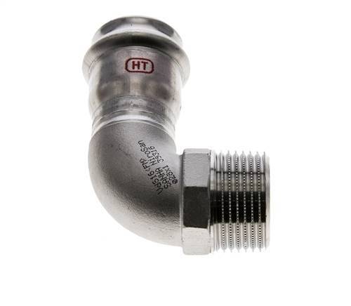 90deg Elbow Press Fitting - 28mm Female & R 1'' Male - Stainless Steel