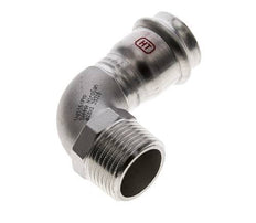 90deg Elbow Press Fitting - 28mm Female & R 1'' Male - Stainless Steel