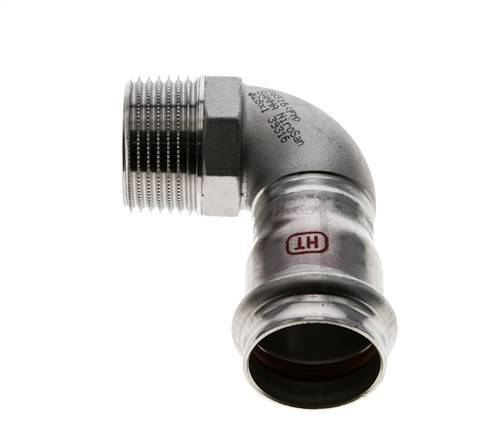 90deg Elbow Press Fitting - 28mm Female & R 1'' Male - Stainless Steel