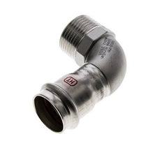 90deg Elbow Press Fitting - 28mm Female & R 1'' Male - Stainless Steel