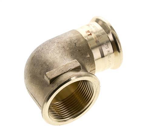 90deg Elbow Press Fitting - 42mm Female & Rp 1-1/2'' Female - Copper alloy