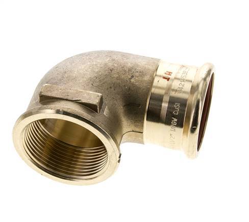 90deg Elbow Press Fitting - 42mm Female & Rp 1-1/2'' Female - Copper alloy