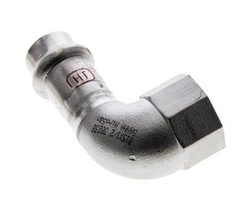 90deg Elbow Press Fitting - 15mm Female & Rp 1/2'' Female - Stainless Steel