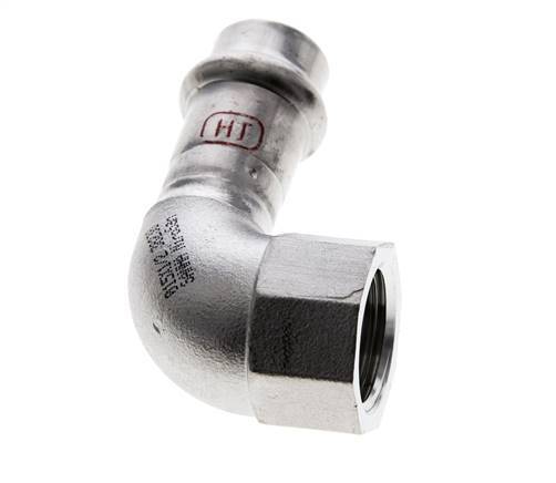 90deg Elbow Press Fitting - 15mm Female & Rp 1/2'' Female - Stainless Steel