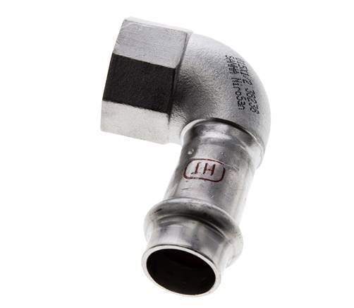 90deg Elbow Press Fitting - 15mm Female & Rp 1/2'' Female - Stainless Steel