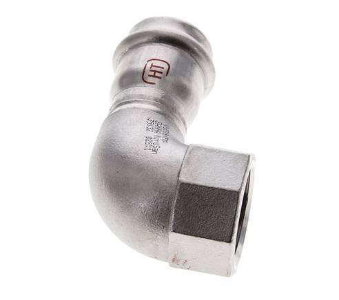90deg Elbow Press Fitting - 28mm Female & Rp 1'' Female - Stainless Steel