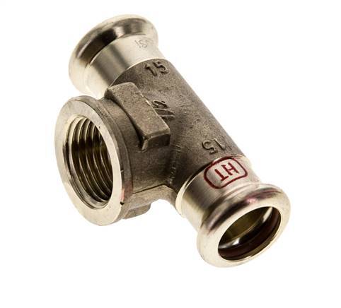 Tee Press Fitting - 15mm Female & Rp 1/2'' Female - Copper alloy