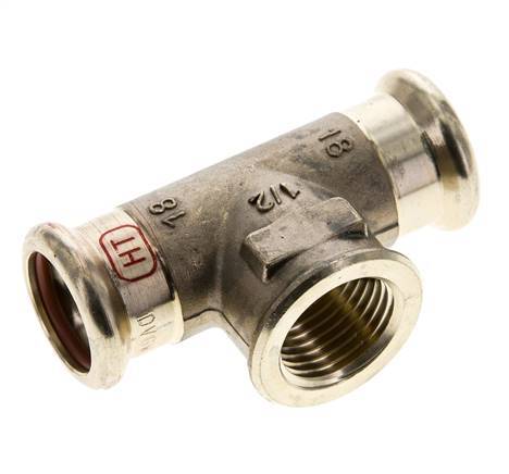 Tee Press Fitting - 18mm Female & Rp 1/2'' Female - Copper alloy