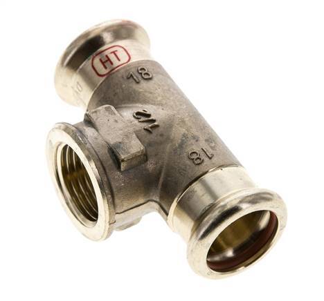 Tee Press Fitting - 18mm Female & Rp 1/2'' Female - Copper alloy