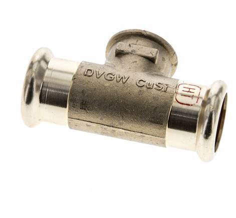 Tee Press Fitting - 22mm Female & Rp 1/2'' Female - Copper alloy