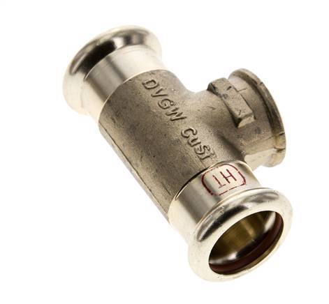 Tee Press Fitting - 22mm Female & Rp 1/2'' Female - Copper alloy