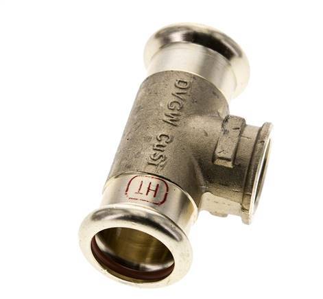 Tee Press Fitting - 22mm Female & Rp 1/2'' Female - Copper alloy