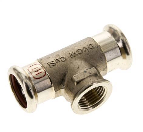 Tee Press Fitting - 22mm Female & Rp 1/2'' Female - Copper alloy